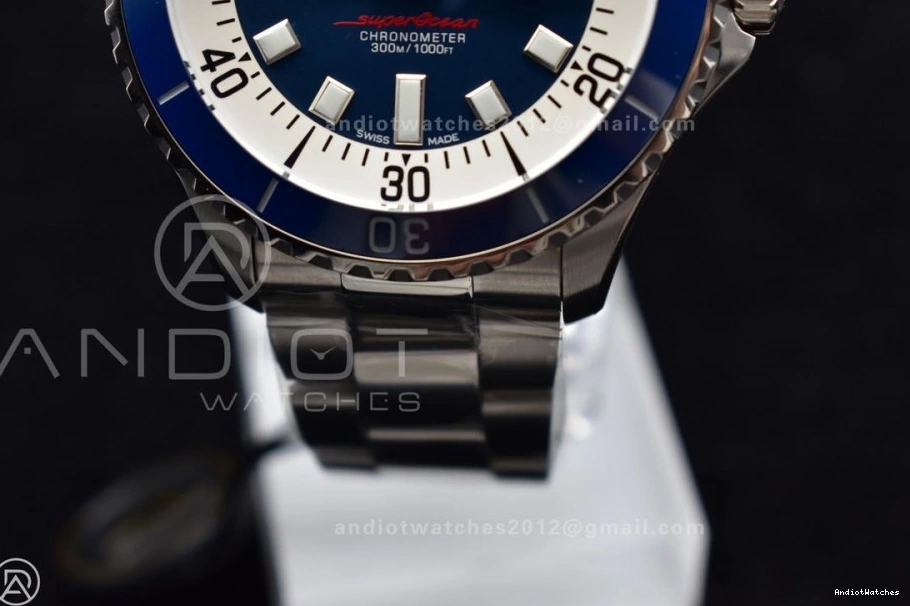 Automatic Blue Edition Bracelet Dial 482 on 44 Blue Bezel Ceramic Thermal SS A SuperOcean TF 1:1 Best White 0820